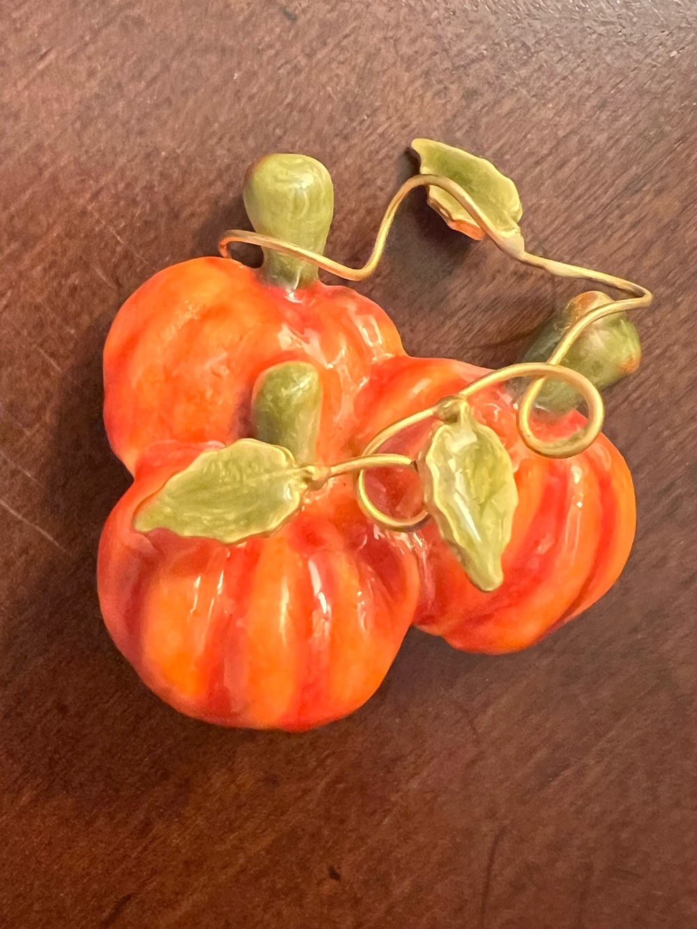 Pumpkin Trio Brooch Pin Gold Toned Brooch